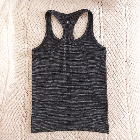 LULULEMON Swiftly Tech Speed Racerback Tank Top - Black White Stripe - Picture 6 of 9